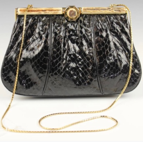 Finesse Handbags - Finesse LaModel Black Snakeskin Antler Purse